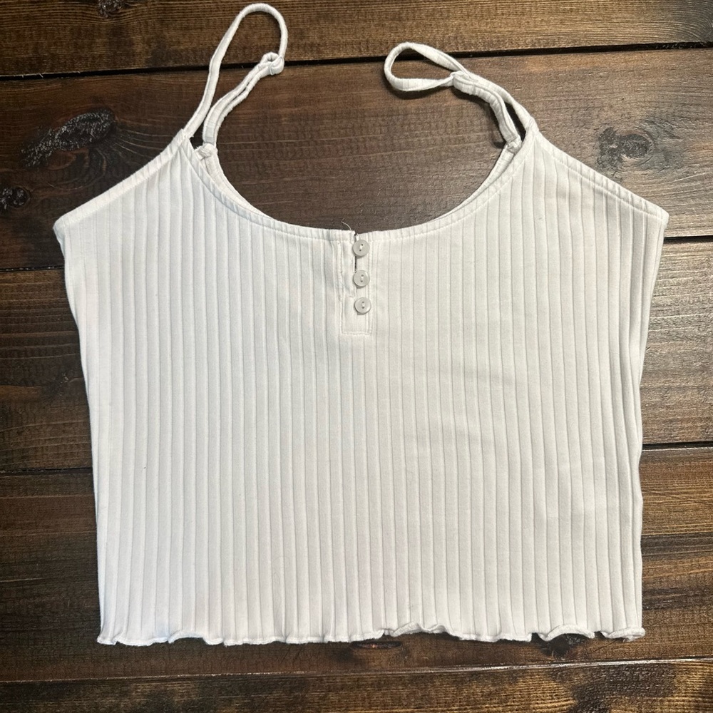 American Eagle Outfitters Cream Ribbed Crop Camisole